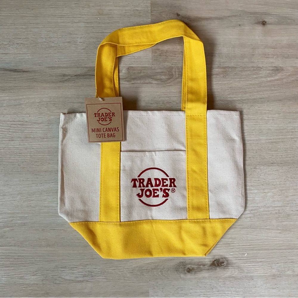 NEW Trader Joe's Mini Canvas Tote Bag - Yellow